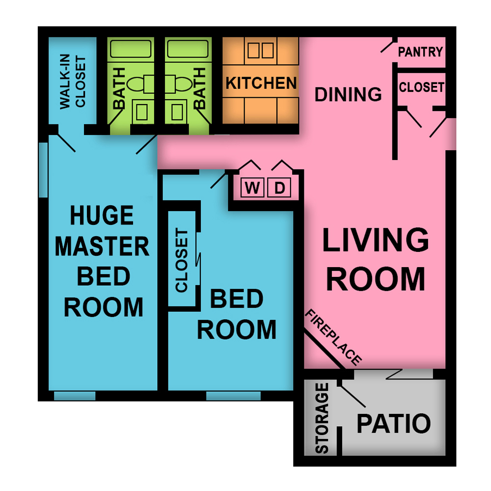 This image is the visual schematic floorplan representation of Mirage at Pleasant Hill Villas Apartments.
